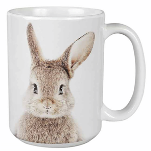 a Rabbit image printed on a white cup